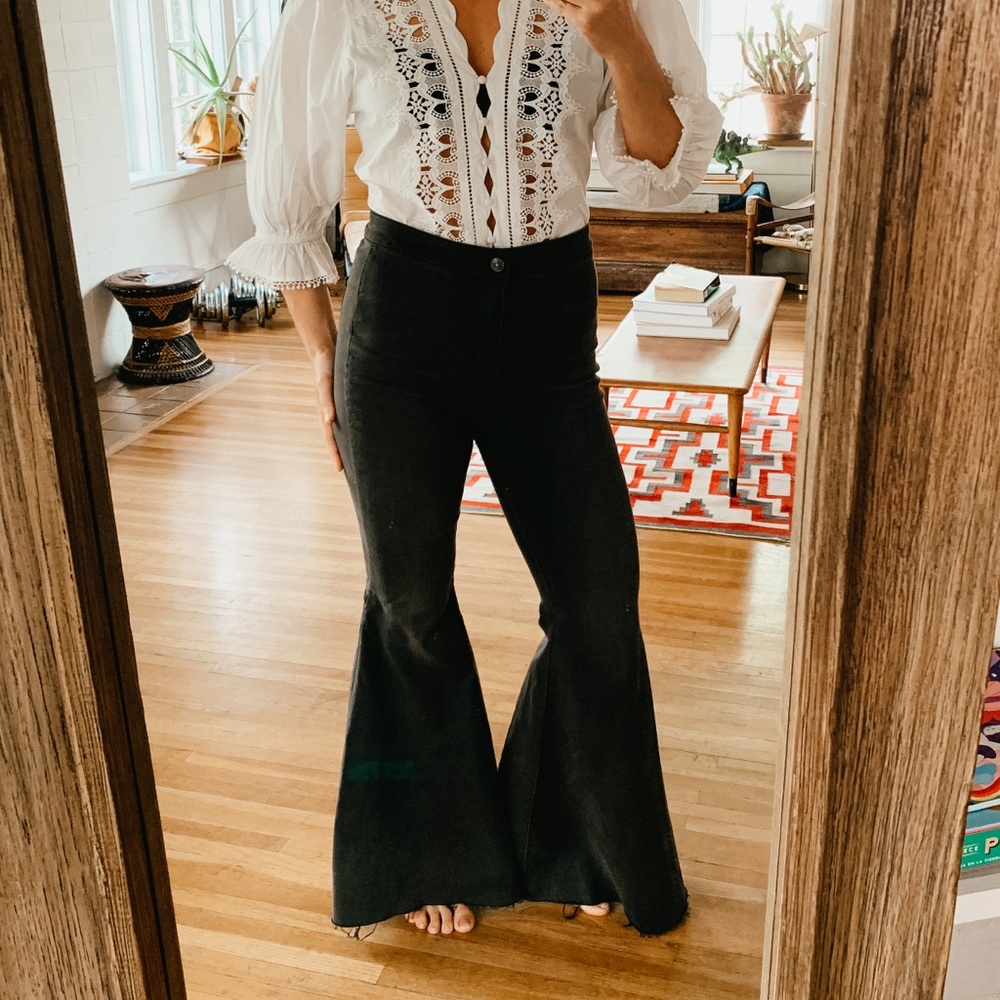 Free People Flare Black Denim size 28